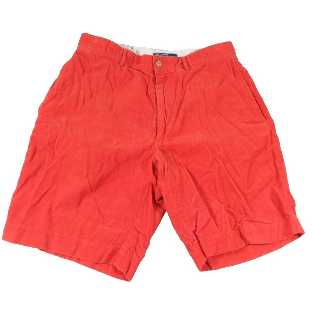VTG Polo Ralph Lauren Men 29 Red Corduroy Shorts Fine Wale 100 Cotton Flat Front